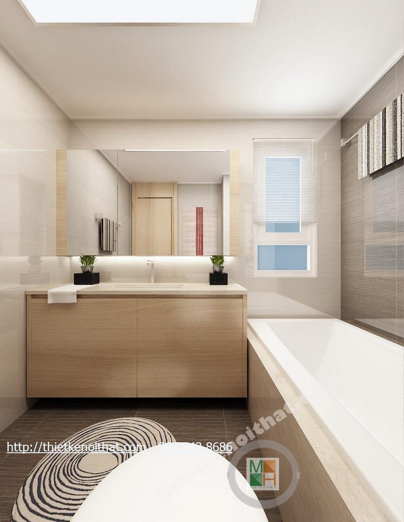 Thiết kế nội thất phòng tắm chung cư cao cấp Golden Palace căn hộ mẫu B3 Nam Từ Liêm Hà Nội